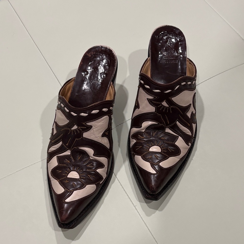 Old Gringo Brown and Cream Floral Mules